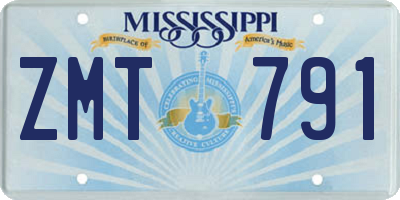 MS license plate ZMT791