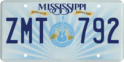 MS license plate ZMT792