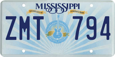 MS license plate ZMT794