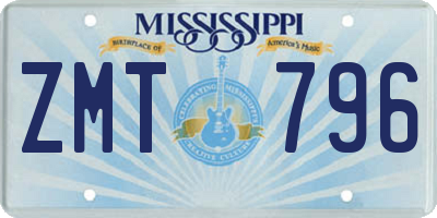 MS license plate ZMT796