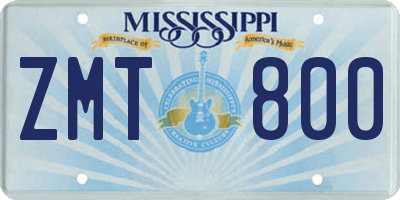 MS license plate ZMT800