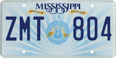 MS license plate ZMT804