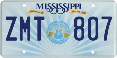 MS license plate ZMT807