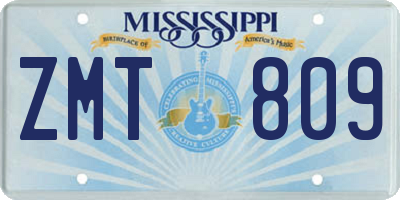 MS license plate ZMT809