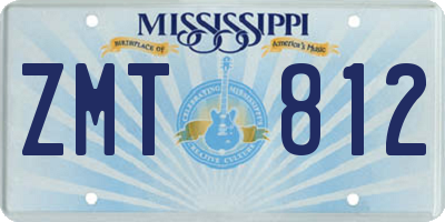 MS license plate ZMT812