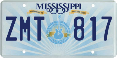 MS license plate ZMT817