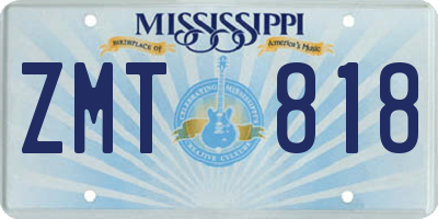 MS license plate ZMT818
