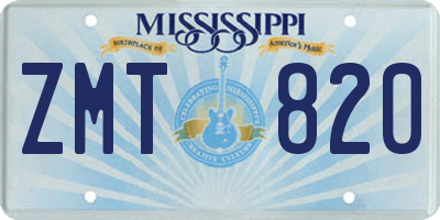 MS license plate ZMT820