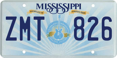 MS license plate ZMT826