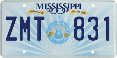 MS license plate ZMT831