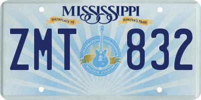 MS license plate ZMT832