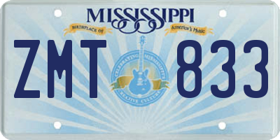 MS license plate ZMT833
