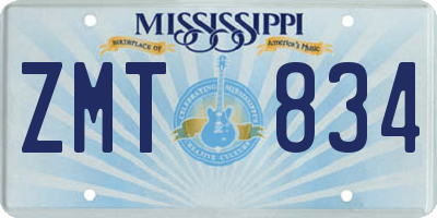 MS license plate ZMT834