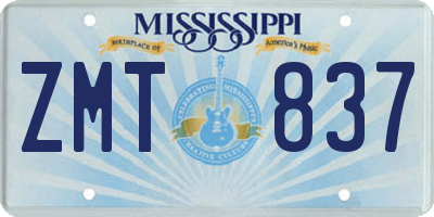 MS license plate ZMT837