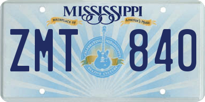 MS license plate ZMT840