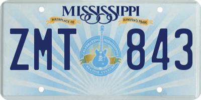 MS license plate ZMT843
