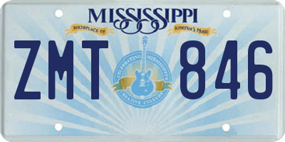 MS license plate ZMT846
