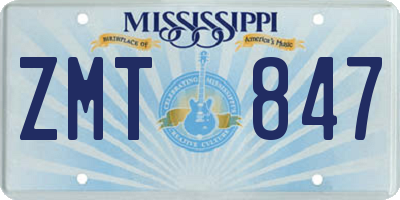 MS license plate ZMT847