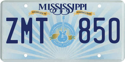 MS license plate ZMT850