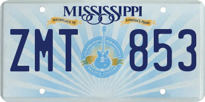 MS license plate ZMT853