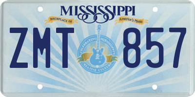 MS license plate ZMT857