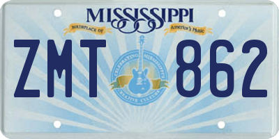 MS license plate ZMT862