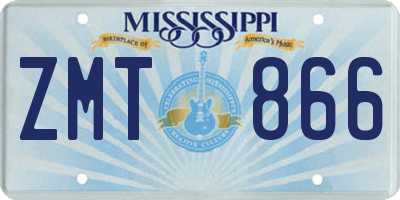 MS license plate ZMT866