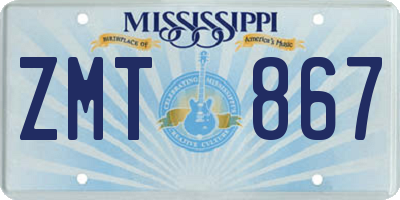 MS license plate ZMT867