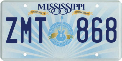 MS license plate ZMT868