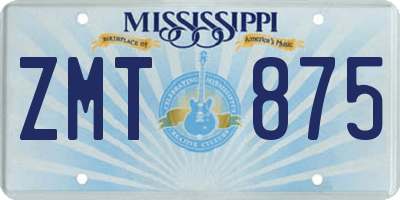 MS license plate ZMT875