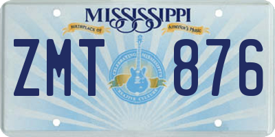 MS license plate ZMT876