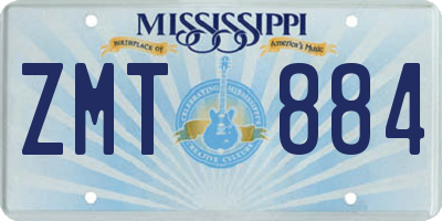 MS license plate ZMT884