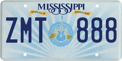 MS license plate ZMT888