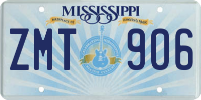 MS license plate ZMT906