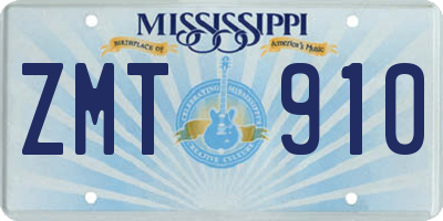 MS license plate ZMT910
