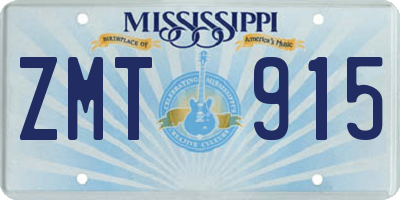 MS license plate ZMT915