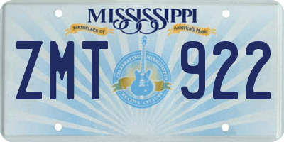 MS license plate ZMT922