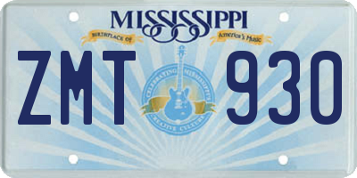 MS license plate ZMT930