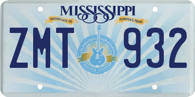 MS license plate ZMT932
