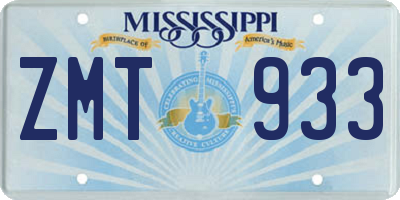 MS license plate ZMT933