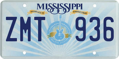 MS license plate ZMT936
