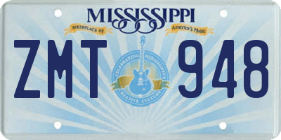 MS license plate ZMT948