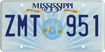 MS license plate ZMT951