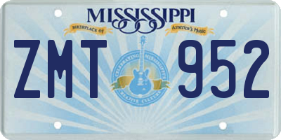 MS license plate ZMT952
