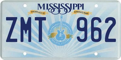 MS license plate ZMT962