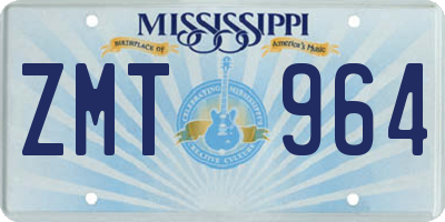 MS license plate ZMT964