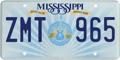 MS license plate ZMT965