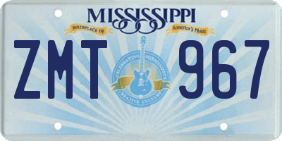 MS license plate ZMT967