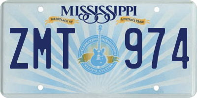 MS license plate ZMT974