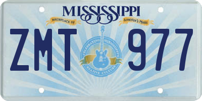 MS license plate ZMT977